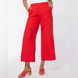 Chicos pull on linen culotte crop fashion flame scarlett